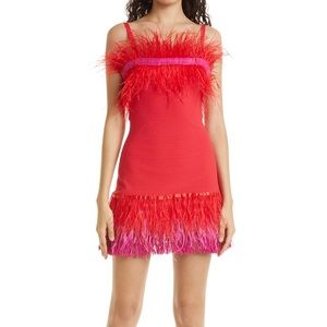 Staud Feather Trim Sleeveless Minidress